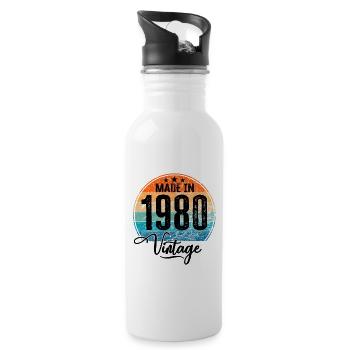 Millésime Fabriqué en 1980 Année de naissance 1980 Anniversaire - Gourde avec paille intégrée - blanc - Droite