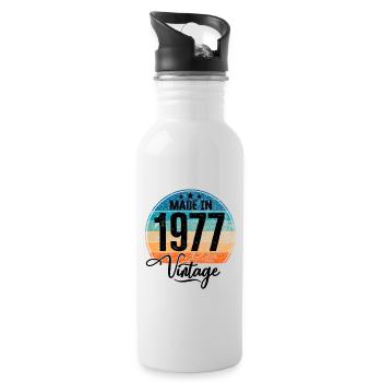Vintage Fabriqué en 1977 Année de naissance 1977 Anniversaire - Gourde avec paille intégrée - blanc - Droite