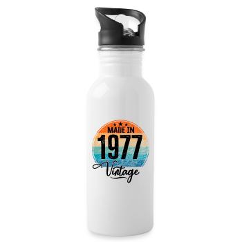 Vintage Fabriqué en 1977 Année de naissance 1977 Anniversaire - Gourde avec paille intégrée - blanc - Droite