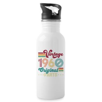 Vintage 1960 Original, Birthday Gift - Water bottle with straw - white - Right