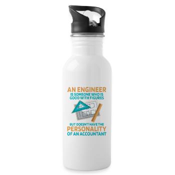 Ein Ingenieur ist jemand, der gut mit Zahlen - Trinkflasche mit integriertem Trinkhalm - Weiß - Rechts
