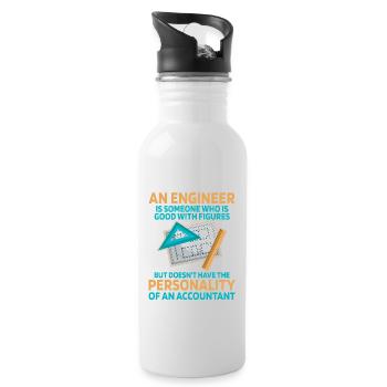 Ein Ingenieur ist jemand, der gut mit Zahlen - Trinkflasche mit integriertem Trinkhalm - Weiß - Rechts