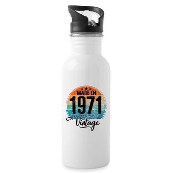 Vintage Made in 1971 Year of birth 1971 Birthday - Water bottle with straw - white - Right