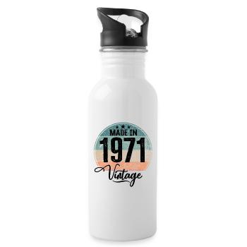 Vintage Made in 1971 Year of birth 1971 Birthday - Water bottle with straw - white - Right
