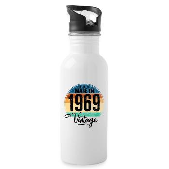 Millésime Fabriqué en 1969 Année de naissance 1969 Anniversaire - Gourde avec paille intégrée - blanc - Droite