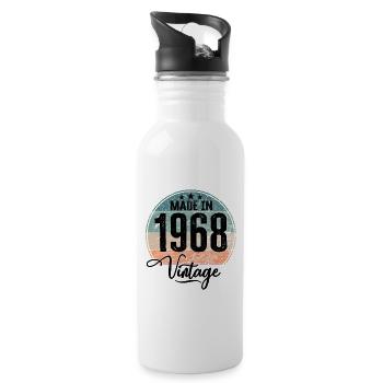 Vintage Fabriqué en 1968 Année de naissance 1968 Anniversaire - Gourde avec paille intégrée - blanc - Droite