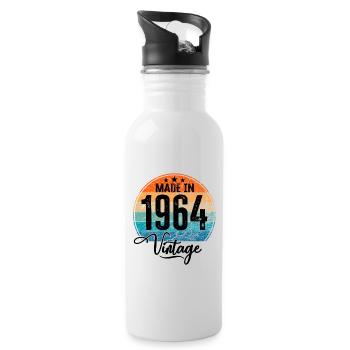Millésime Fabriqué en 1964 Année de naissance 1964 Anniversaire - Gourde avec paille intégrée - blanc - Droite