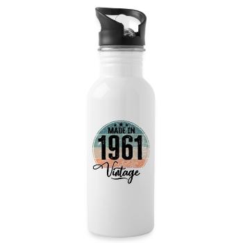 Millésime fabriqué en 1961 Année de naissance 1961 Anniversaire - Gourde avec paille intégrée - blanc - Droite