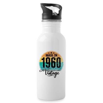 Millésime Fabriqué en 1960 Année de naissance 1960 Anniversaire - Gourde avec paille intégrée - blanc - Droite
