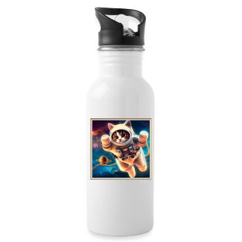 Space Kitty - Water bottle with straw - white - Right