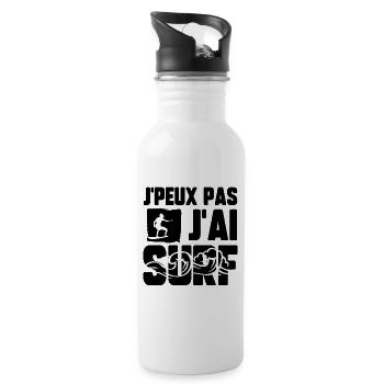 J’peux pas j’ai surf - Gourde avec paille intégrée - blanc - Droite