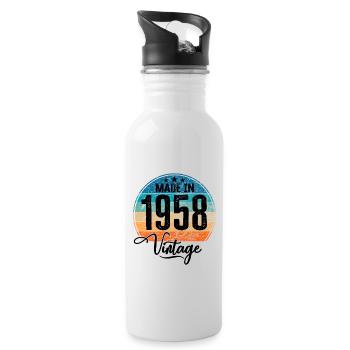 Vintage Made in 1958 Year of birth 1958 Birthday - Water bottle with straw - white - Right