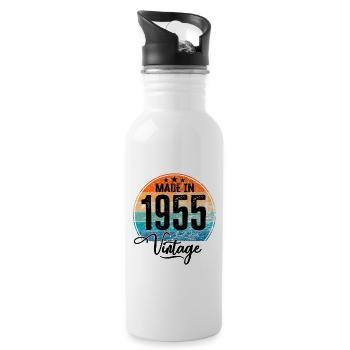 Millésime fabriqué en 1955 Année de naissance 1955 Anniversaire - Gourde avec paille intégrée - blanc - Droite