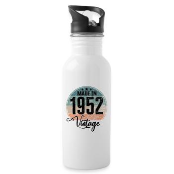 Vintage Made in 1952 Geburtsjahr 1952 Geburtstag - Trinkflasche mit integriertem Trinkhalm - Weiß - Rechts