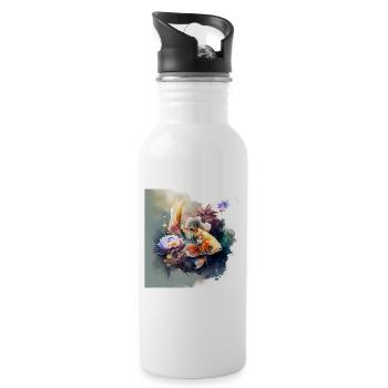 Koi Karpfen Watercolor Style - Trinkflasche mit integriertem Trinkhalm - Weiß - Rechts