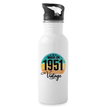 Vintage Made in 1951 Year of birth 1951 Birthday - Water bottle with straw - white - Right