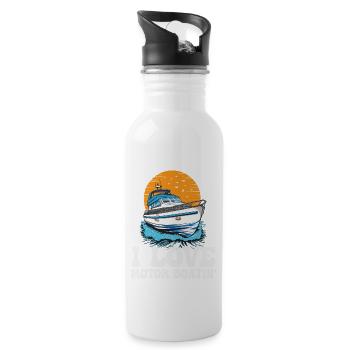 I Love Motor Boatin' Pontooning Motorboat Captain - Water bottle with straw - white - Right