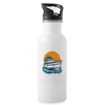 I Love My Pontoon Motorboat Owner Pontoon King - Water bottle with straw - white - Right