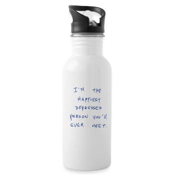 I‘m The Happiest Depressed Person You’ll Ever Meet - Water bottle with straw - white - Right