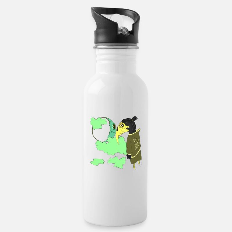 NIE MEHR - Trinkflasche mit integriertem Trinkhalm - Weiß