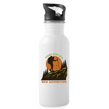 Every step is a new adventure - Water bottle with straw - white - Right