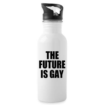 the future is gay - Water bottle with straw - white - Right