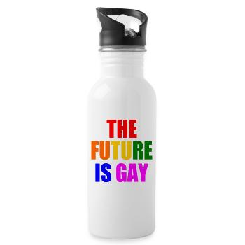 the future is gay - Water bottle with straw - white - Right