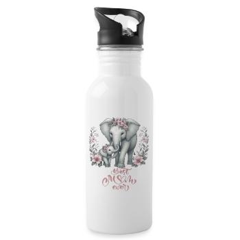 Meilleure maman de tous les temps éléphant Couronne florale maternité - Gourde avec paille intégrée - blanc - Droite