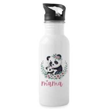 Panda Lover I Mama Panda And Cub Mother's Day - Trinkflasche mit integriertem Trinkhalm - Weiß - Rechts