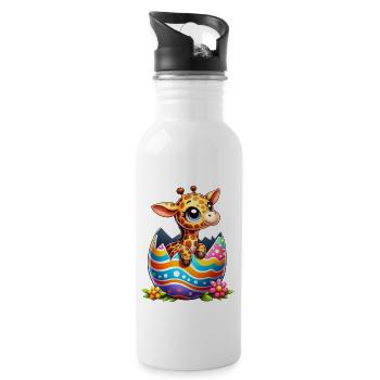 Cute Easter giraffe hatches from the Easter egg - Water bottle with straw - white - Right