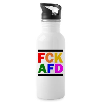 Fck afd - Trinkflasche mit integriertem Trinkhalm - Weiß - Rechts