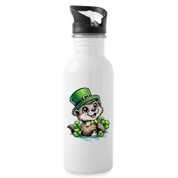 Plaisir de la loutre de la Saint-Patrick - Gourde avec paille intégrée - blanc - Droite