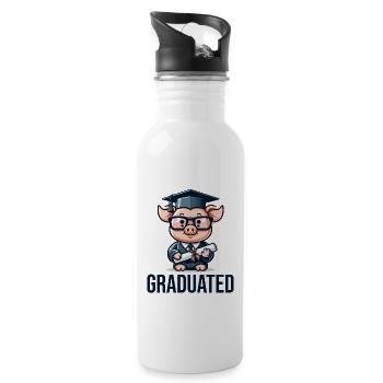 Graduate Degree Graduate - Water bottle with straw - white - Right
