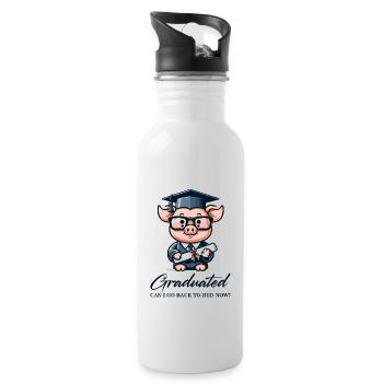 University Graduate Degree Graduate - Water bottle with straw - white - Right