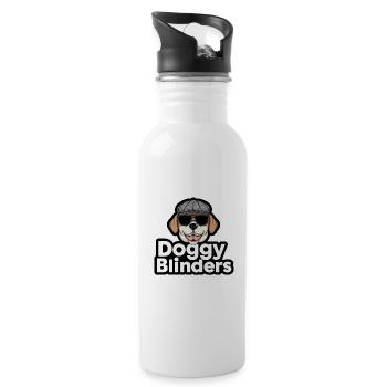 Stylish Dog Wearing Sunglasses and Hat With Doggy - Water bottle with straw - white - Right