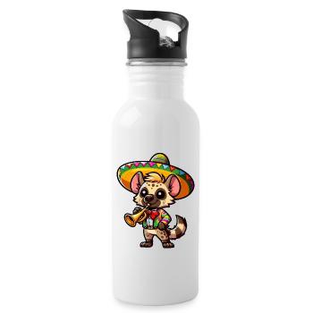 Cinco de Mayo Hyena Trumpeter - Water bottle with straw - white - Right