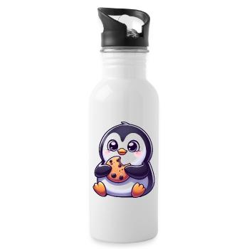 Penguin Cookie Biscuit Dessert sucré - Gourde avec paille intégrée - blanc - Droite