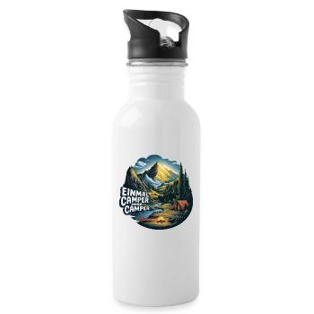 Einmal Camper immer Camper Naturerlebnis pur - Trinkflasche mit integriertem Trinkhalm - Weiß - Rechts