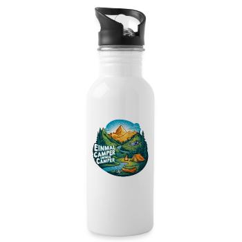 Einmal Camper immer Camper Naturerlebnis pur - Trinkflasche mit integriertem Trinkhalm - Weiß - Rechts