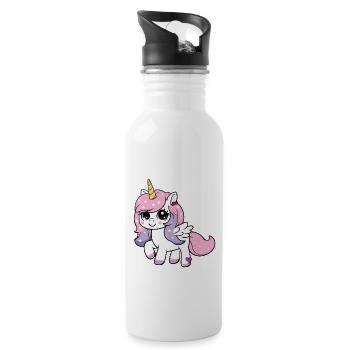 Unicorn with stars - Water bottle with straw - white - Right