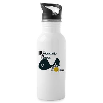 Peace and Love - Trinkflasche mit integriertem Trinkhalm - Weiß - Rechts