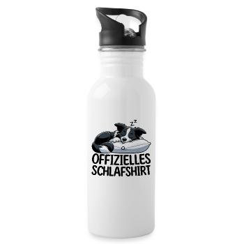 Official Sleep Shirt Border Collie - Water bottle with straw - white - Right