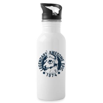 Legendary, awesome, epic since 1974 - Water bottle with straw - white - Right