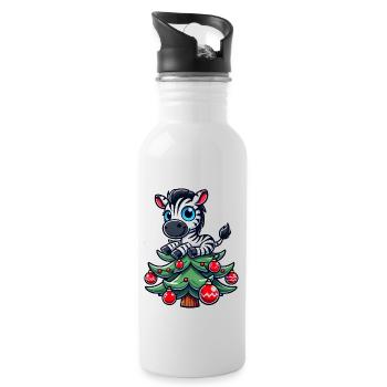 Süßes Zebra Weihnachtsbaum Skurriler Weihnachtsman - Trinkflasche mit integriertem Trinkhalm - Weiß - Rechts