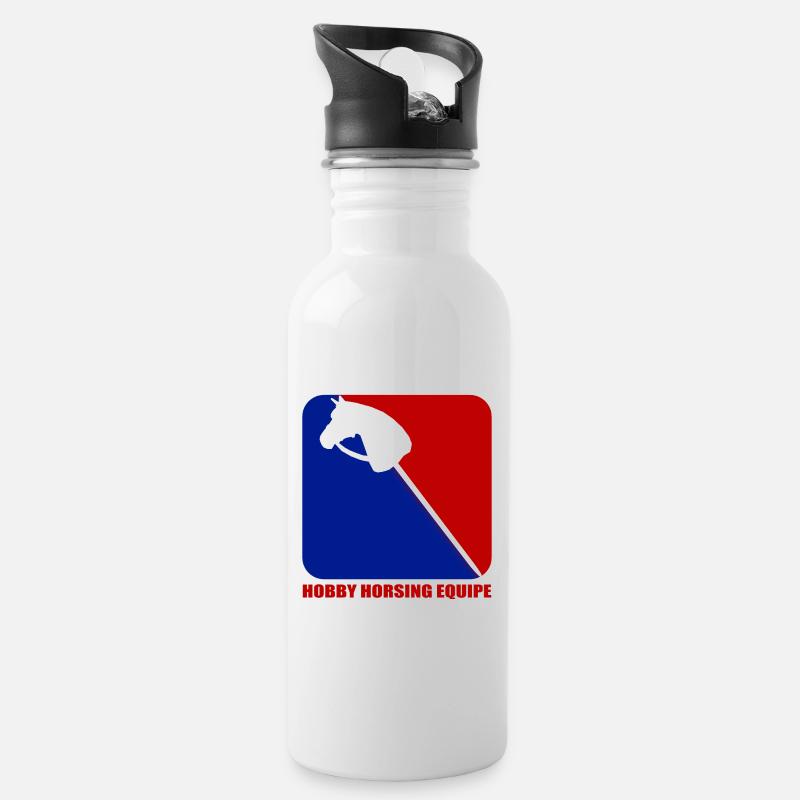 Hobby Horsing Equipe - Trinkflasche mit integriertem Trinkhalm - Weiß