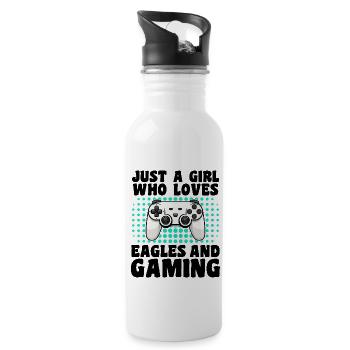 Gamer & Eagles: Videospiele & majestätische Abenteuer - Trinkflasche mit integriertem Trinkhalm - Weiß - Rechts