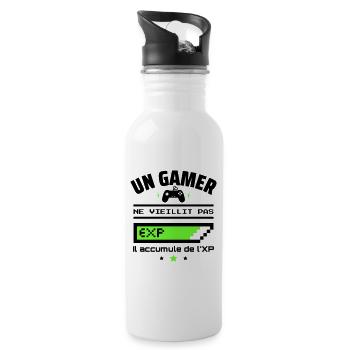 un gamer ne vieillit pas,idée cadeau anniversaire - Gourde avec paille intégrée - blanc - Droite