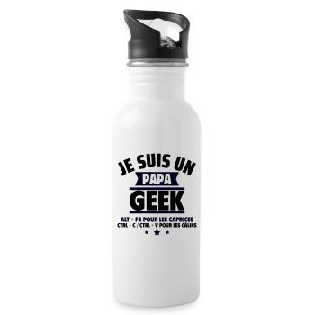 Papa geek : ALT + F4 , cadeau fête des pères - Gourde avec paille intégrée - blanc - Droite