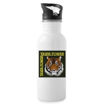 Tiger power - Water bottle with straw - white - Right