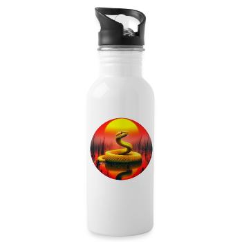 Golden Snake at Sunset - Water bottle with straw - white - Right